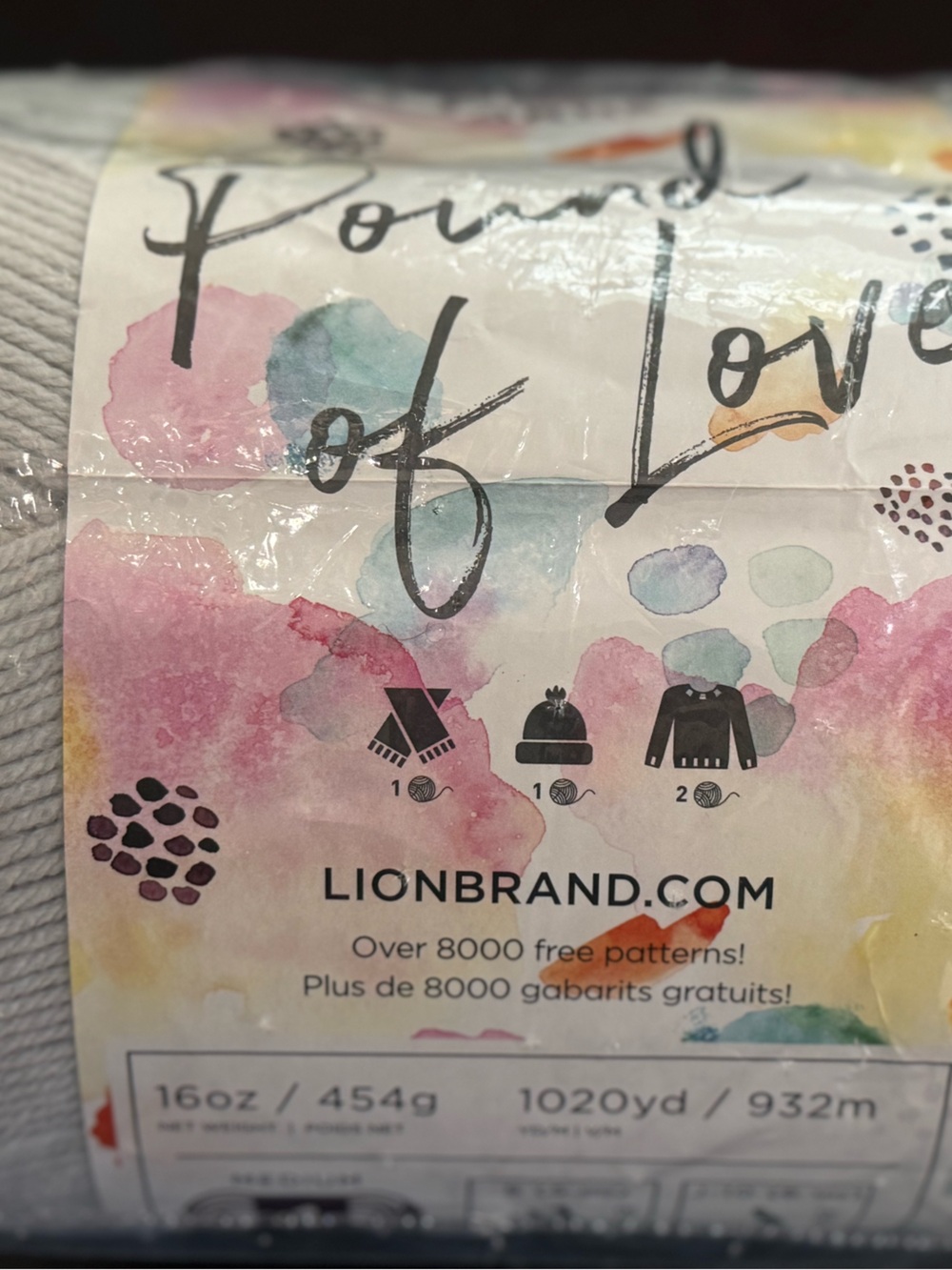 Lion Brand Yarn Pound of Love - Soft Light Elephant Gray Skein